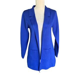 Vila Milano Blazer Jacket Sweater Open M Royal Blue Pockets New
